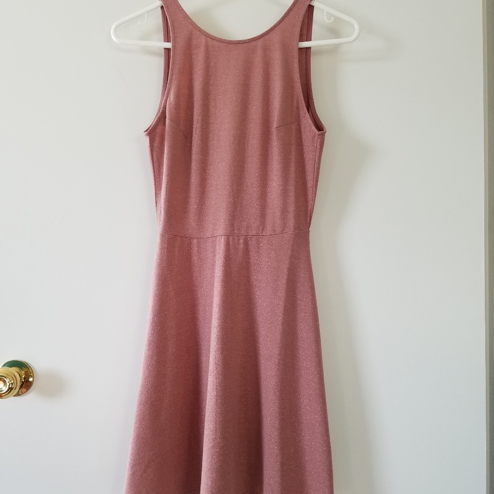 💚 H & M Dress Women's 6 Pink Sparkle Open Back